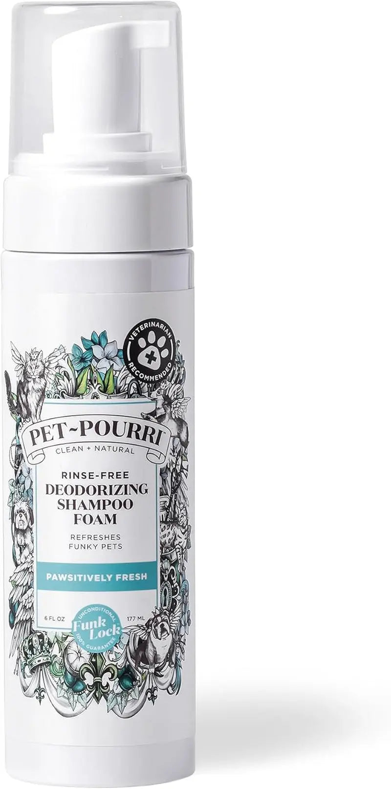 Pet Dry Shampoo No Rinse Foam Deodorizing Plant Based Dog Cat Odor