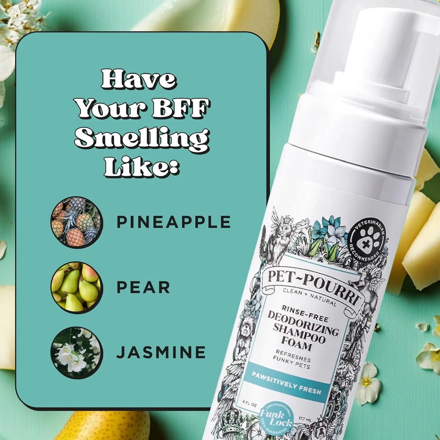 Pet Dry Shampoo No Rinse Foam Deodorizing Plant Based Dog Cat Odor
